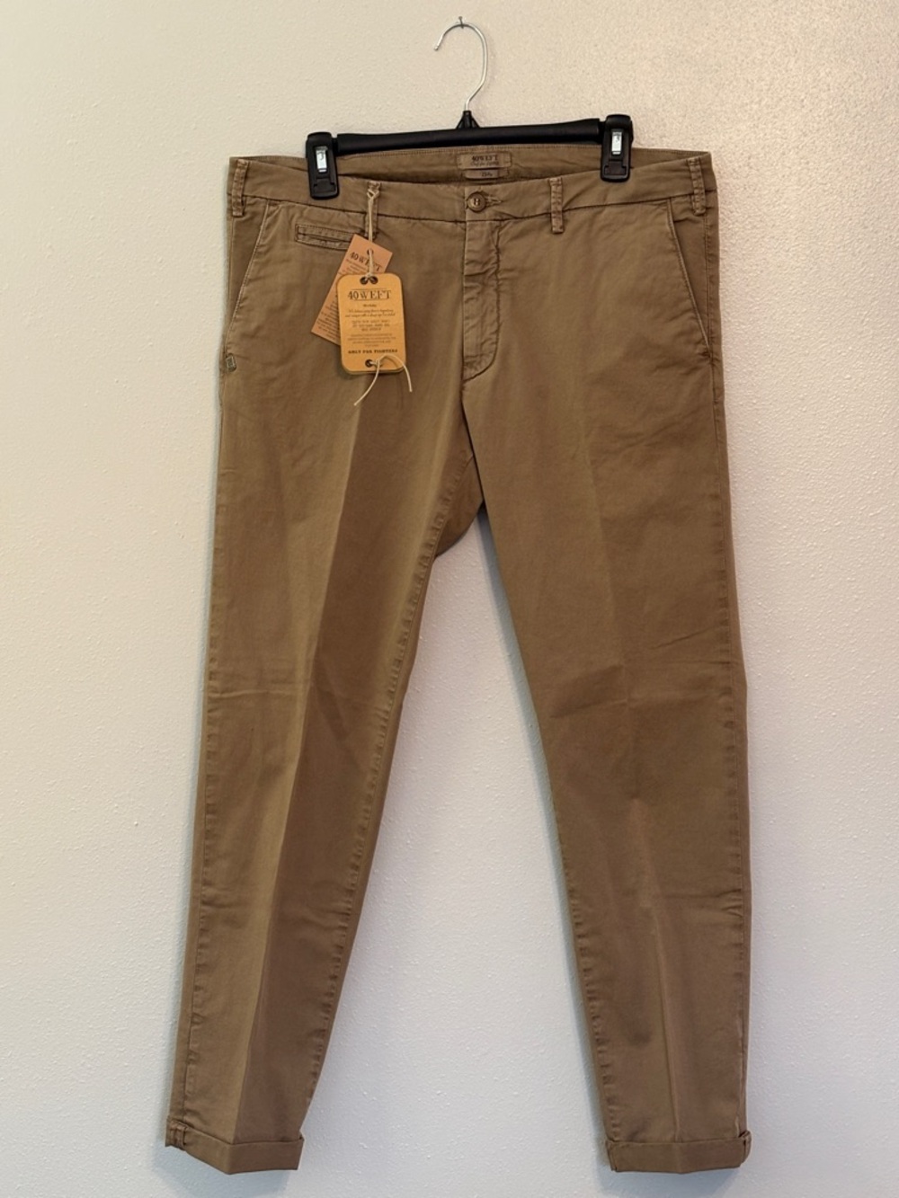 40weft “Billy” Men's Pants in Tan Italian brand size 50 x 28 equal to US 34 x 28